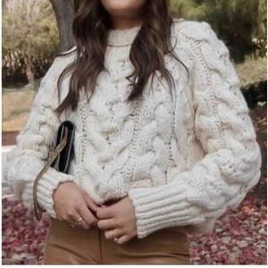 Zara brand chunky off white long sleeve sweater. Size XL